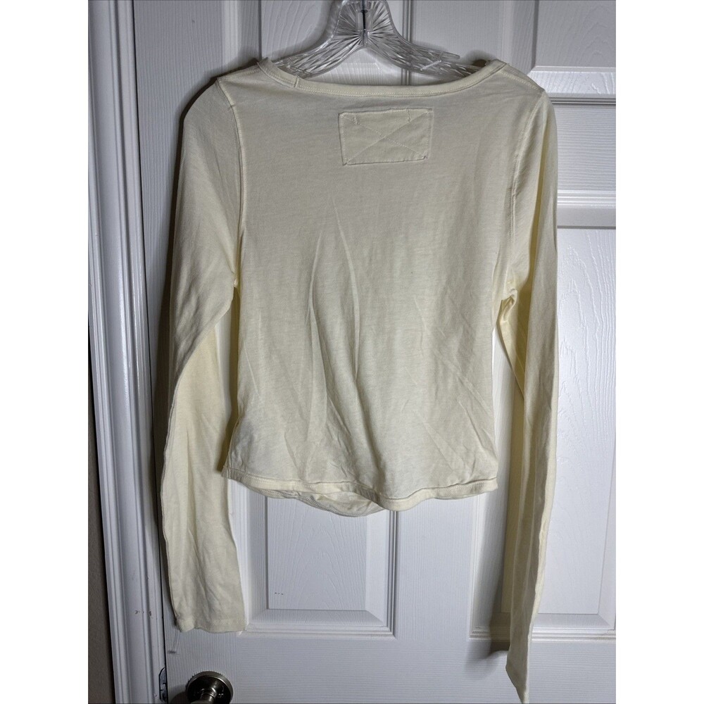 NWOT We The Free Beige Ruched Crop Shirt Large - Picture 4 of 7
